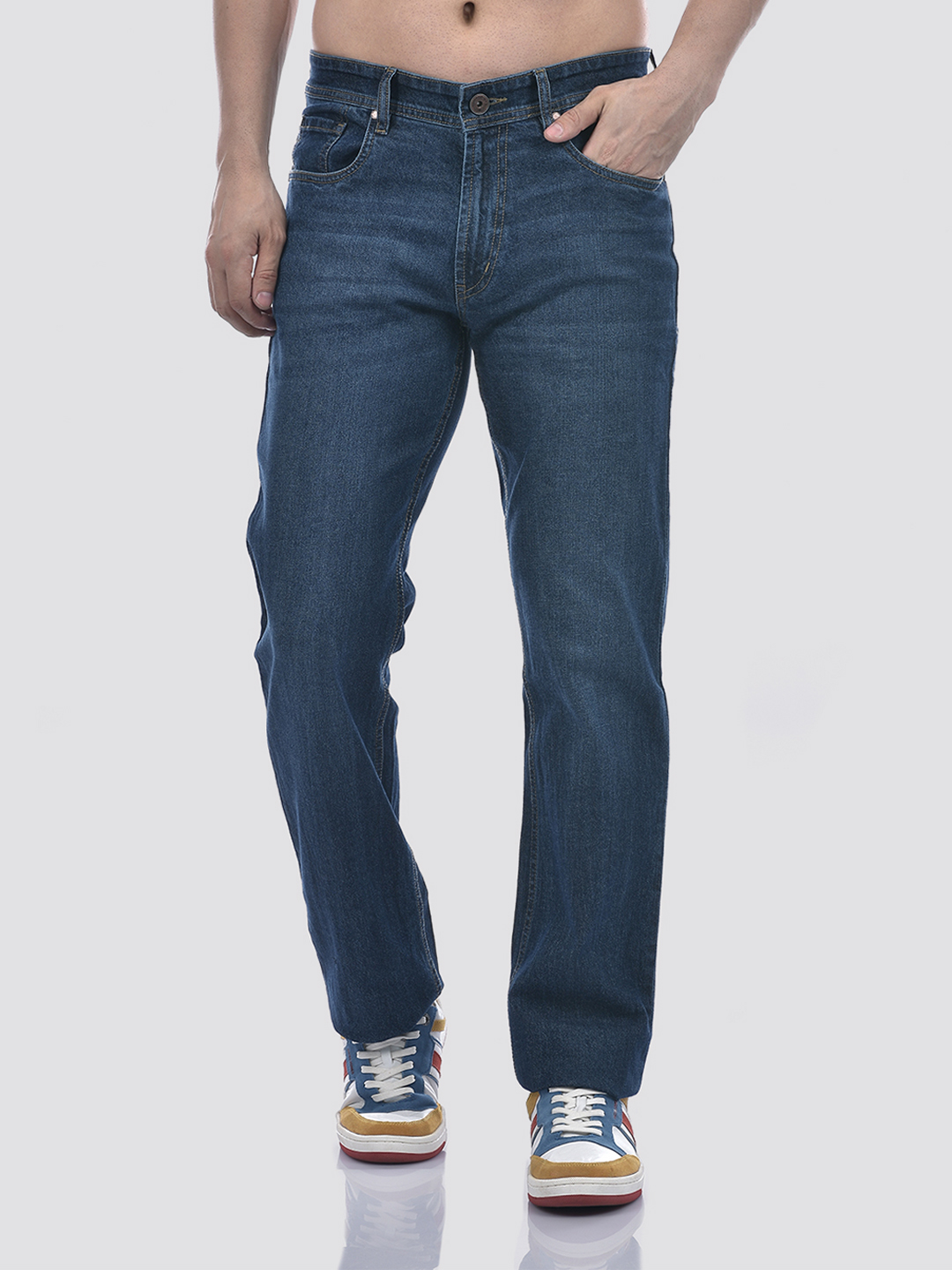 Numero Uno Men Solid Dark Blue Jeans